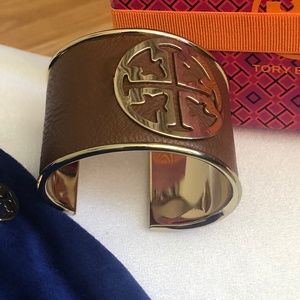 Tory Burch Leather & Gold Cuff